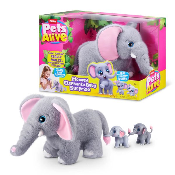 PETS ALIVE - ELEFANTE MAMÁ Y BEBÉS CON SORPRESAS